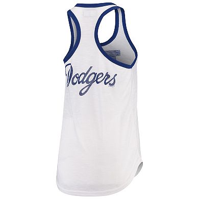 Women's G-III 4Her by Carl Banks White Los Angeles Dodgers Tater Racerback Tank Top