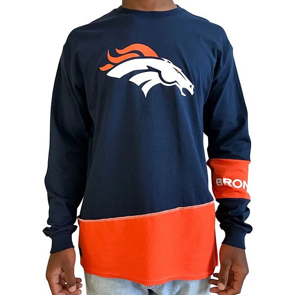 Lids Denver Broncos Refried Apparel Sustainable Upcycled Angle Long Sleeve  T-Shirt - Navy/Orange