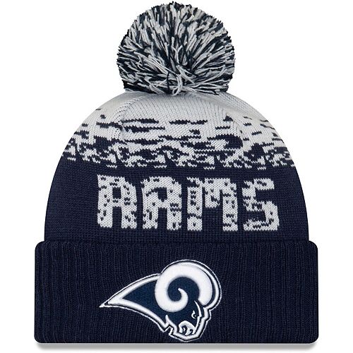 Men's New Era Navy/White Los Angeles Rams London Bobble Knit Hat