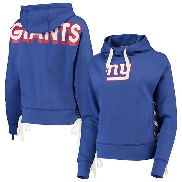 Women's Junk Food Royal New York Giants Lace-Up Side Pullover Hoodie