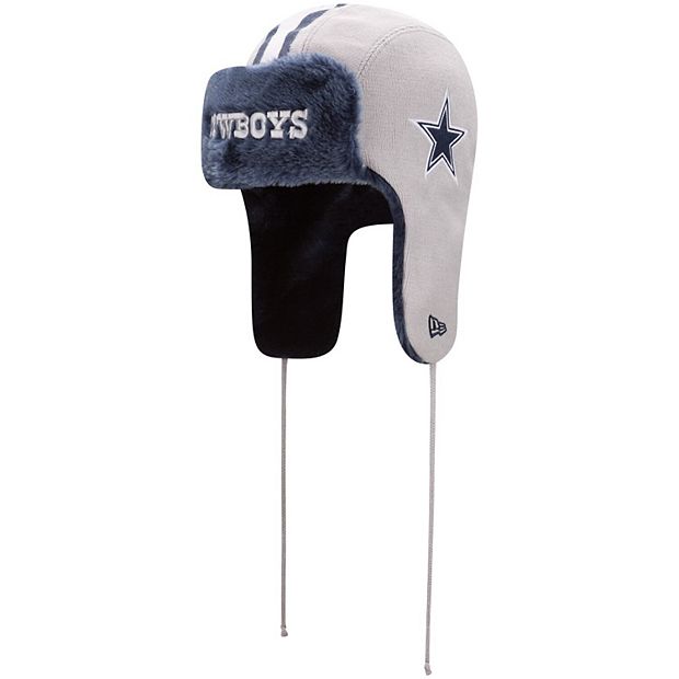 Men's New Era Gray/Navy Dallas Cowboys Helmet Head Trapper Knit Hat