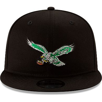 Men's New Era Black Philadelphia Eagles Throwback 9FIFTY Adjustable Snapback Hat