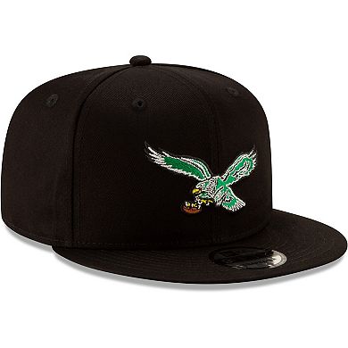 Men's New Era Black Philadelphia Eagles Throwback 9FIFTY Adjustable Snapback Hat