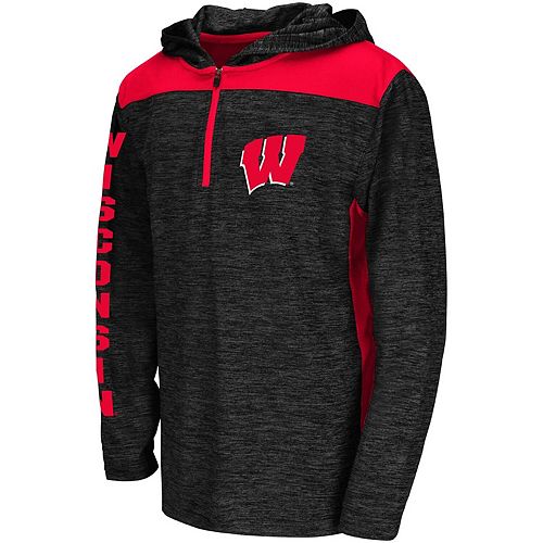 Youth Colosseum Heathered Black Wisconsin Badgers Quick Kick Quarter ...