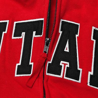 Women's Stadium Athletic Red Utah Utes Arched Name Full-Zip Hoodie