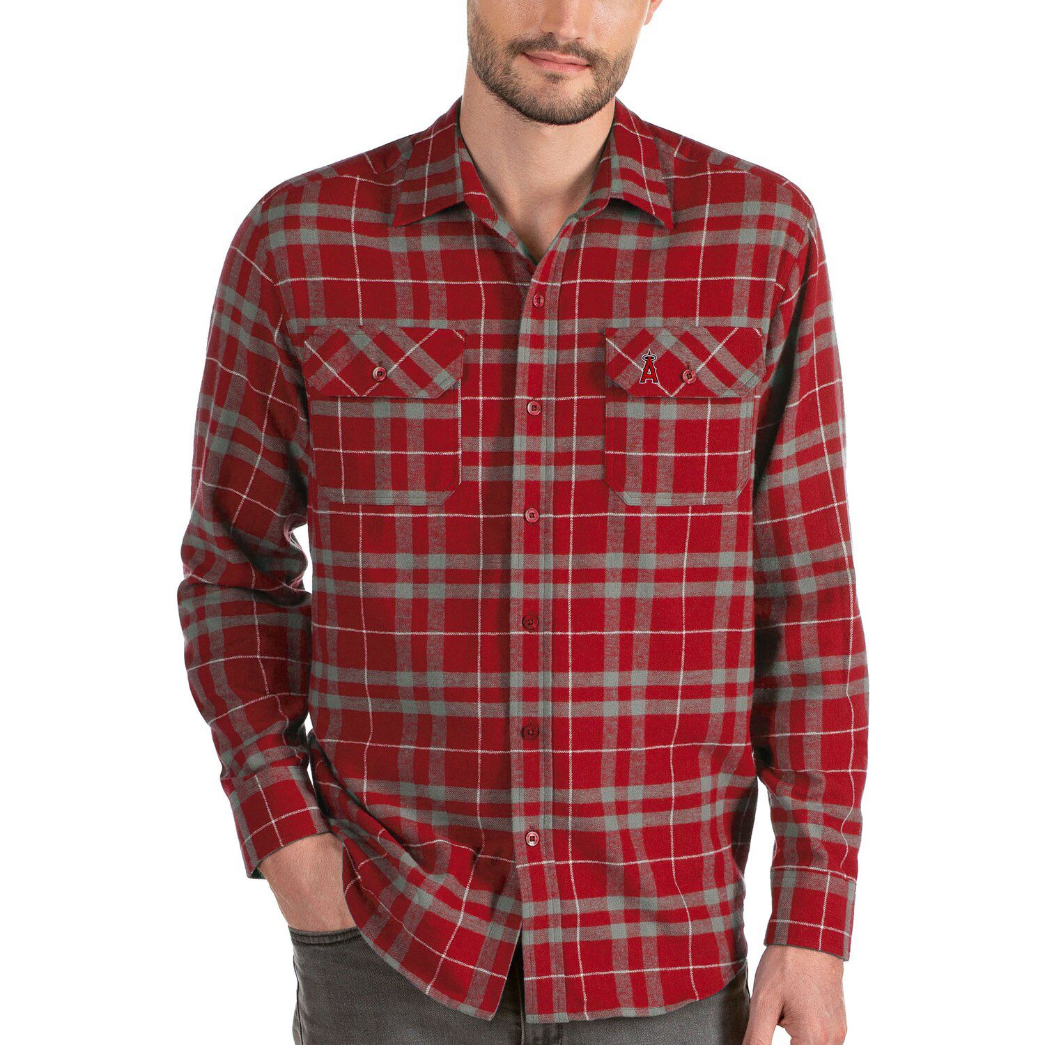 red button down shirt mens