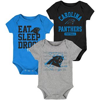Newborn & Infant Black/Blue Carolina Panthers Eat, Sleep, Drool Football Three-Piece Bodysuit Set