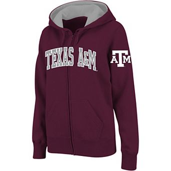 Women's Stadium Athletic Maroon Texas A&M Aggies Arched Name Full-Zip Hoodie