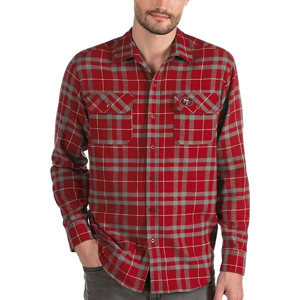 Men's St. Louis Cardinals Antigua Red Instinct Flannel Button-Up Shirt