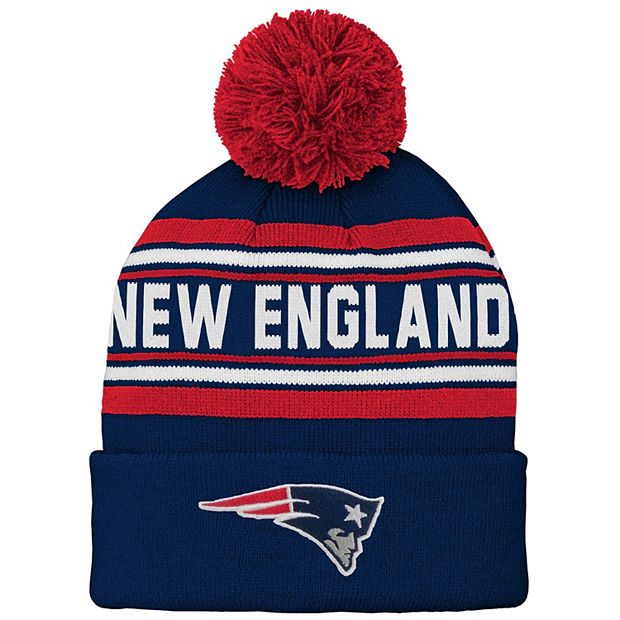 Toddler Navy New England Patriots Jacquard Cuffed Knit Hat with Pom