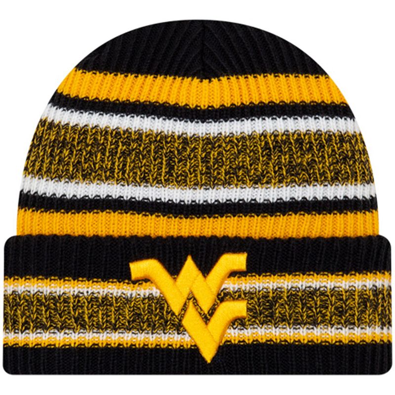 UPC 192525000877 product image for Men's New Era Navy West Virginia Mountaineers Vintage Stripe Cuffed Knit Hat, Bl | upcitemdb.com