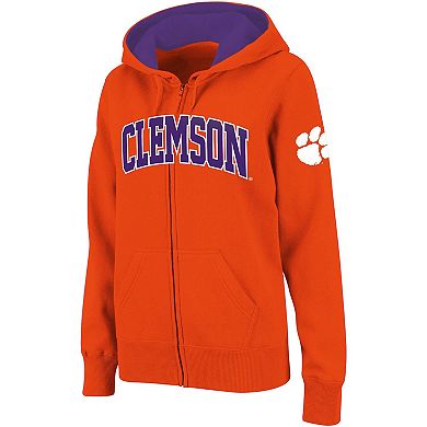 Women's Stadium Athletic Orange Clemson Tigers Arched Name Full-Zip Hoodie