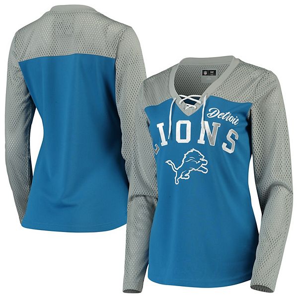 Men's Nike Gray/Blue Detroit Lions Throwback Raglan Long Sleeve T