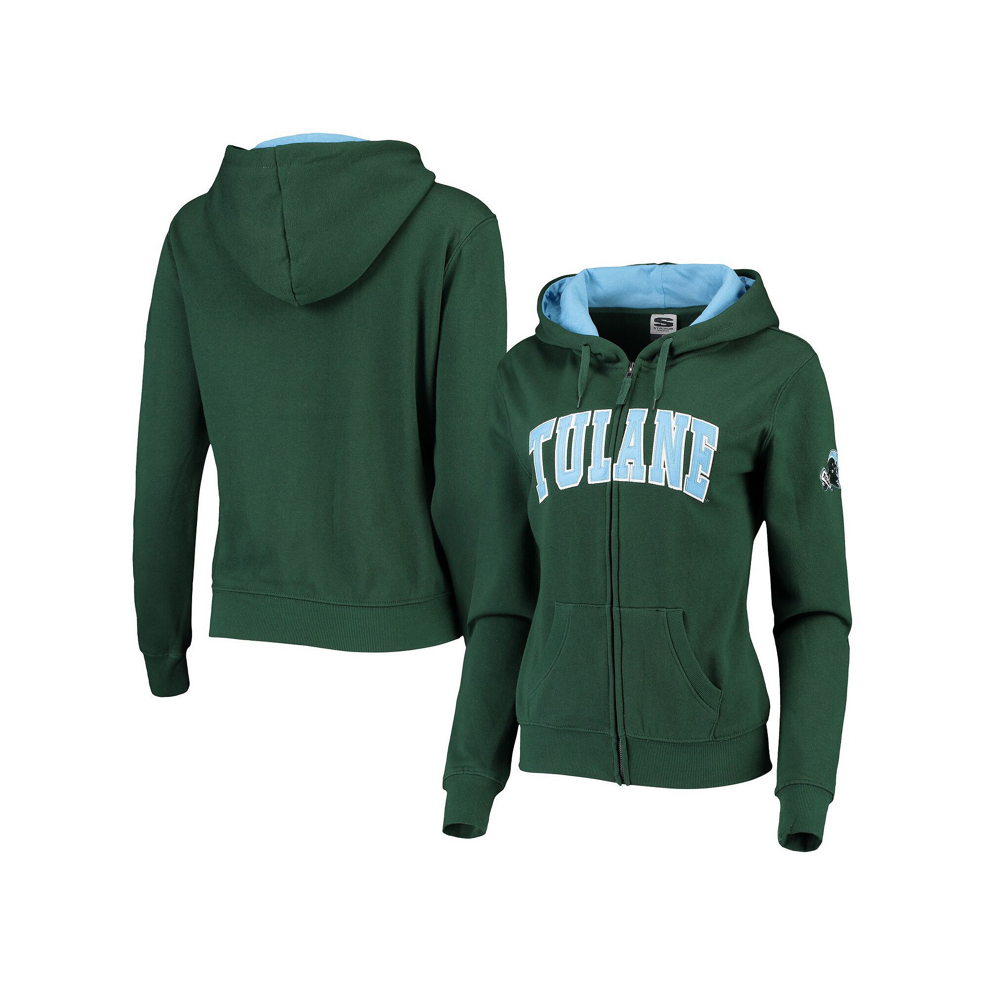 Womens Green Tulane Green Wave Arched Name Full-Zip Hoodie, Size: XL, Nc2 