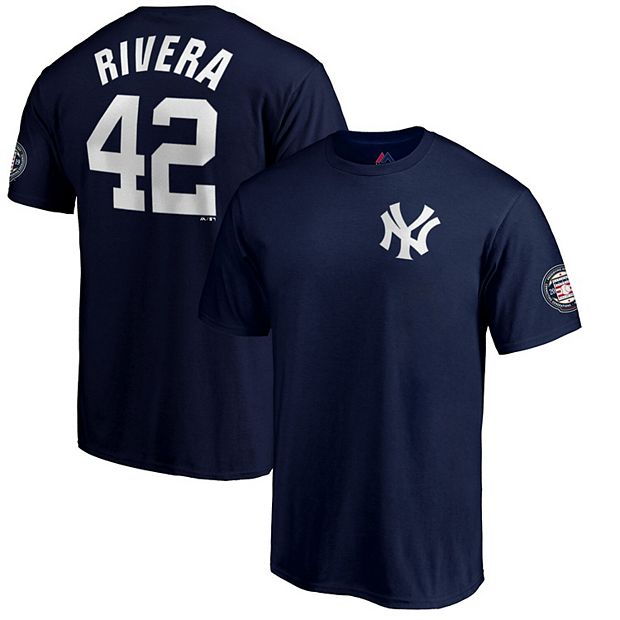 Men's Majestic Mariano Rivera Navy New York Yankees 2019 Hall of Fame Name  & Number T