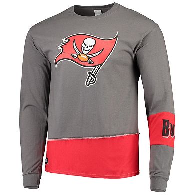 Men's Refried Apparel Pewter/Red Tampa Bay Buccaneers Sustainable Upcycled Angle Long Sleeve T-Shirt