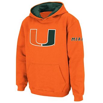 Youth Stadium Athletic Orange Miami Hurricanes Big Logo Pullover Hoodie