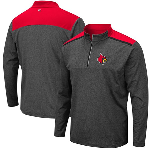 Men's Colosseum Charcoal Louisville Cardinals Logo Quarter-Zip Windshirt