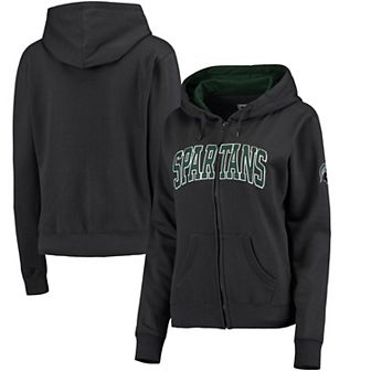 Women's Charcoal Michigan State Spartans Arched Name Full-Zip Hoodie