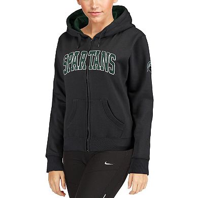 Women's Charcoal Michigan State Spartans Arched Name Full-Zip Hoodie