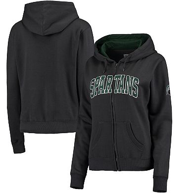 Women's Charcoal Michigan State Spartans Arched Name Full-Zip Hoodie