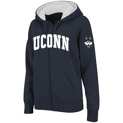 Women's Stadium Athletic Navy UConn Huskies Arched Name Full-Zip