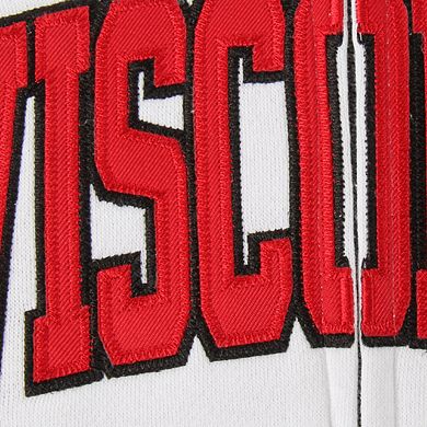 Women's Stadium Athletic White Wisconsin Badgers Arched Name Full-Zip Hoodie