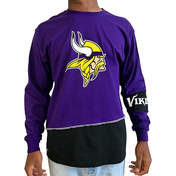 Men's Refried Apparel Black Minnesota Vikings Angle Long Sleeve T-Shirt