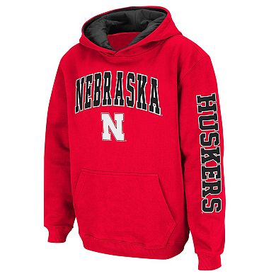 Youth Colosseum Scarlet Nebraska Huskers 2-Hit Team Pullover Hoodie