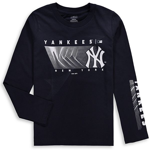 Youth Majestic Navy New York Yankees Motion Meter Long Sleeve T-Shirt