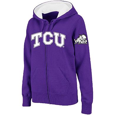 Women's Stadium Athletic Purple TCU Horned Frogs Arched Name Full-Zip Hoodie