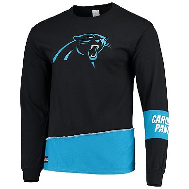 Men's Refried Apparel Black/Blue Carolina Panthers Sustainable Upcycled Angle Long Sleeve T-Shirt