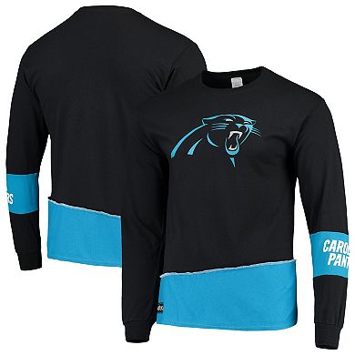 Men's Refried Apparel Black/Blue Carolina Panthers Sustainable Upcycled Angle Long Sleeve T-Shirt