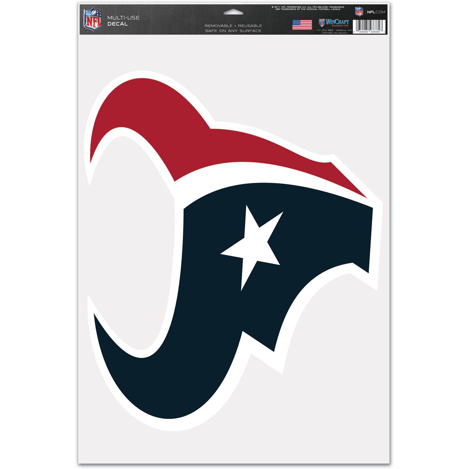 Houston Texans 8x8 White Team Logo Decal