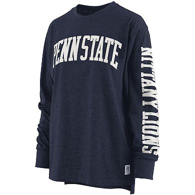 Women's Pressbox Heathered Navy Penn State Nittany Lions Two-Hit Canyon Long Sleeve T-Shirt