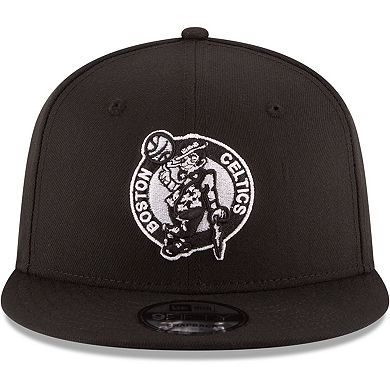 Men's New Era Black Boston Celtics Black & White Logo 9FIFTY Adjustable Snapback Hat