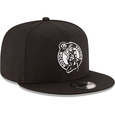 Men's New Era Black Boston Celtics Black & White Logo 9FIFTY Adjustable ...