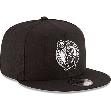 Men's New Era Black Boston Celtics Black & White Logo 9FIFTY Adjustable Snapback Hat