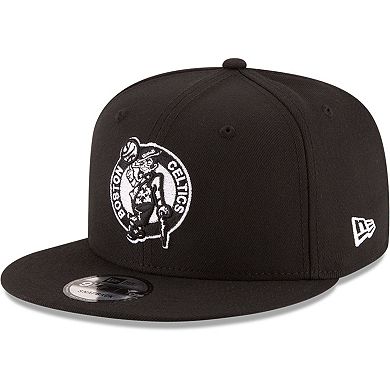 Men's New Era Black Boston Celtics Black & White Logo 9FIFTY Adjustable Snapback Hat
