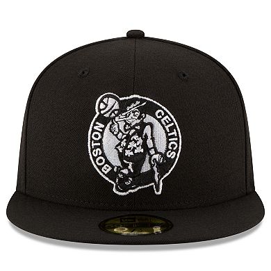 Men's New Era Black Boston Celtics Black & White Logo 59FIFTY Fitted Hat