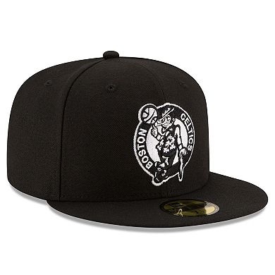 Men's New Era Black Boston Celtics Black & White Logo 59FIFTY Fitted Hat