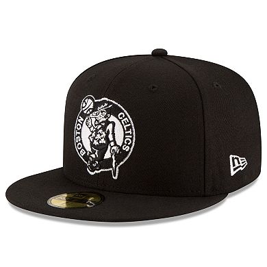 Men's New Era Black Boston Celtics Black & White Logo 59FIFTY Fitted Hat