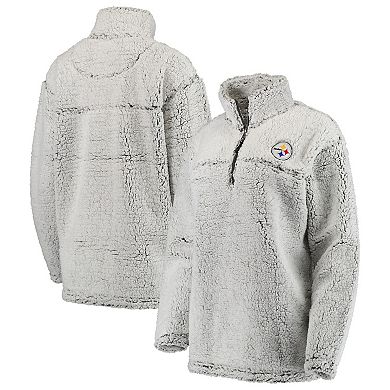 Women's Gray Pittsburgh Steelers Sherpa Quarter-Zip Pullover Jacket