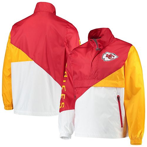 Mens G Iii Sports By Carl Banks Redwhite Kansas City Chiefs Double Team Half Zip Pullover Jacket 