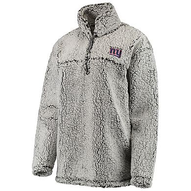 Women's Gray New York Giants Sherpa Quarter-Zip Pullover Jacket