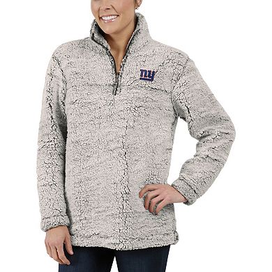 Women's Gray New York Giants Sherpa Quarter-Zip Pullover Jacket
