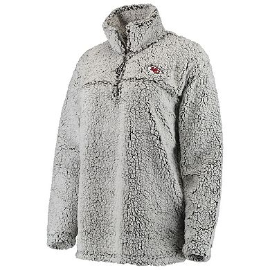 Women's Gray Kansas City Chiefs Sherpa Quarter-Zip Pullover Jacket