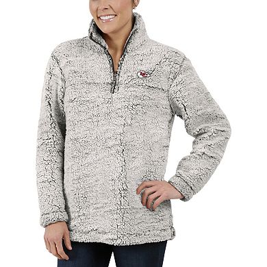 Women's Gray Kansas City Chiefs Sherpa Quarter-Zip Pullover Jacket