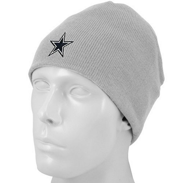 Men's New Era Gray/Navy Dallas Cowboys Banner Cuffed Knit Hat with Pom