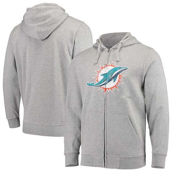 Mens G Iii Sports By Carl Banks Gray Miami Dolphins Primary Logo Full Zip Hoodie 